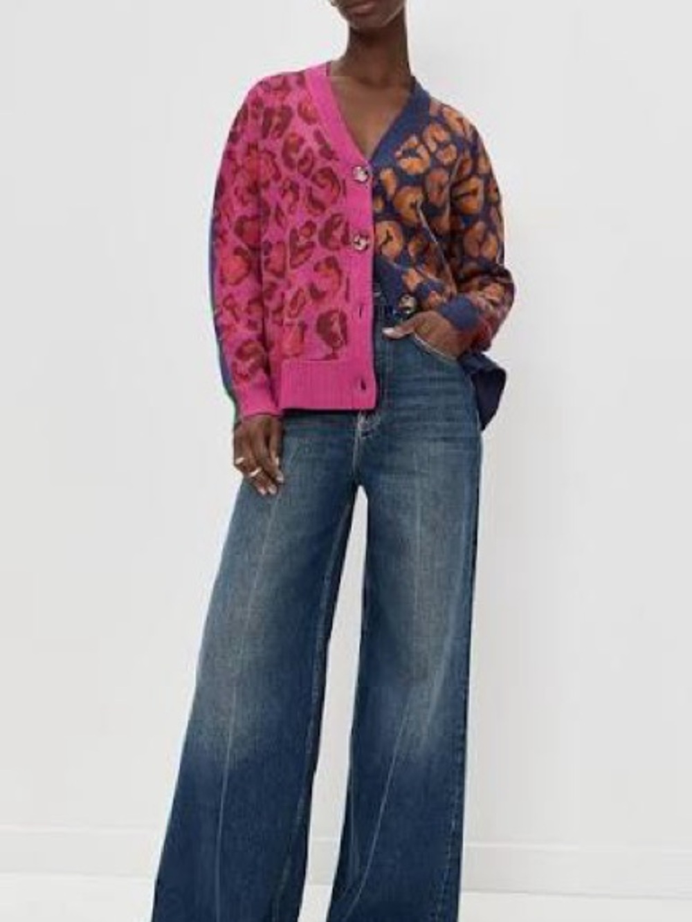FARM Rio Colorblock Leopard Cardigan - Picture 2 of 7